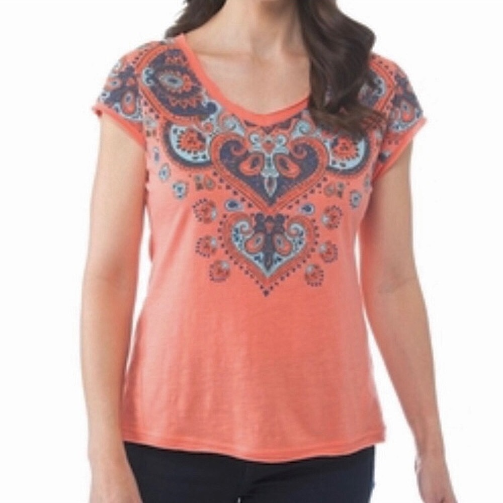 Cherokee Women’s Graphic Peach Color Tee Shirt
